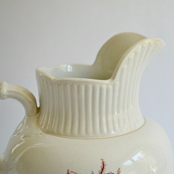Antique Iowa Ironstone Chamber Pitcher 1800's Floral Pattern 12" - Picture 5 of 7